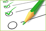 The image shows a checklist with most circles checked off with a green pencil
