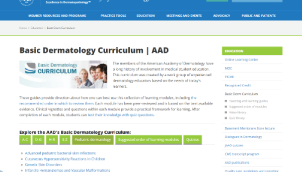 AAD website screen shot